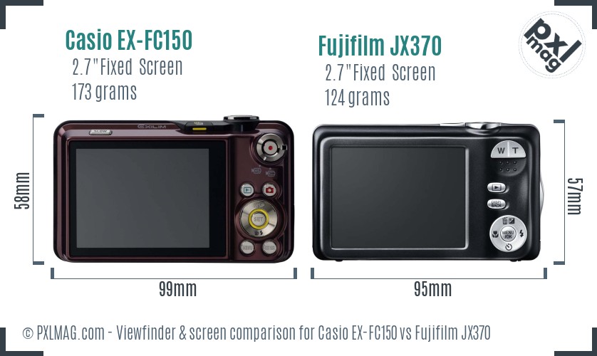 Casio EX-FC150 vs Fujifilm JX370 Screen and Viewfinder comparison