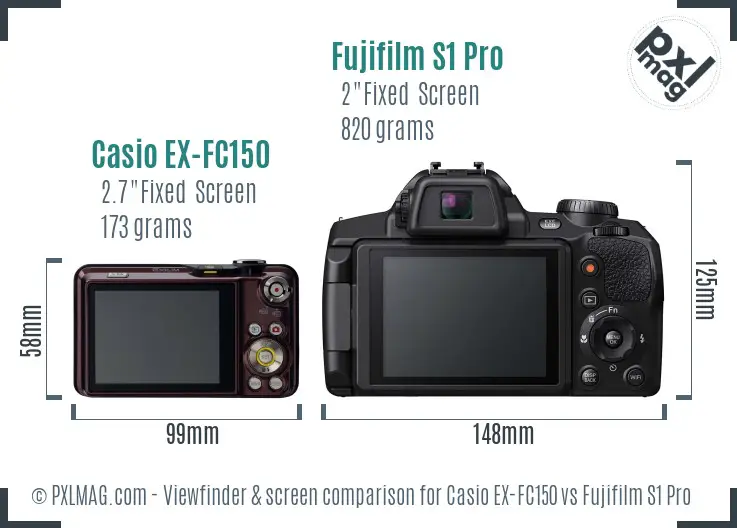Casio EX-FC150 vs Fujifilm S1 Pro Screen and Viewfinder comparison Casio EX-FC150 vs Fujifilm S1 Pro Screen and Viewfinder comparison