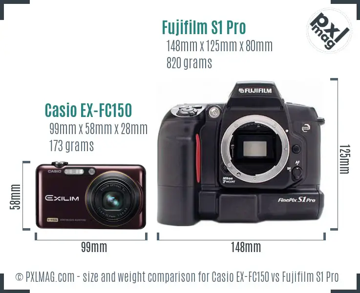 Casio EX-FC150 vs Fujifilm S1 Pro size comparison Casio EX-FC150 vs Fujifilm S1 Pro size comparison