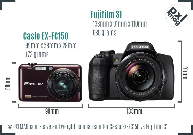 Casio EX-FC150 vs Fujifilm S1 size comparison