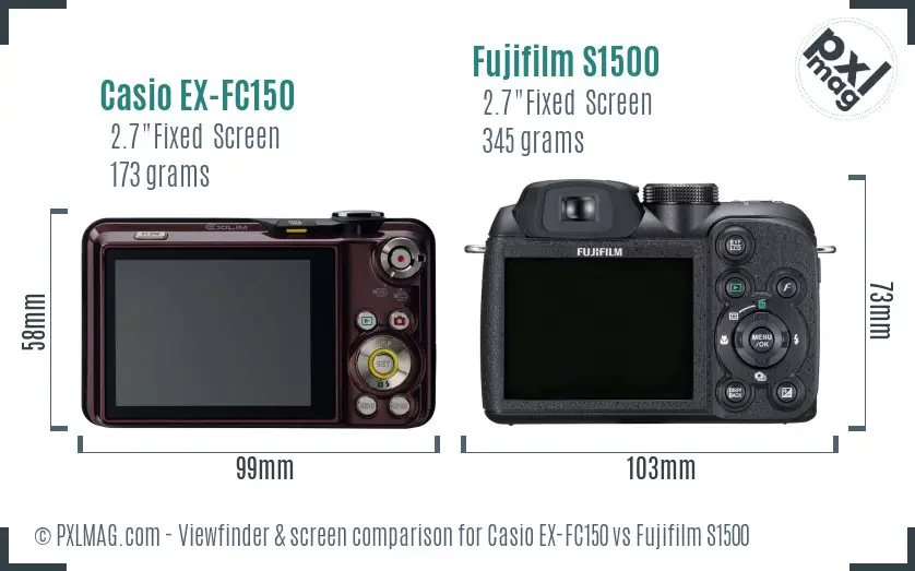 Casio EX-FC150 vs Fujifilm S1500 Screen and Viewfinder comparison Casio EX-FC150 vs Fujifilm S1500 Screen and Viewfinder comparison