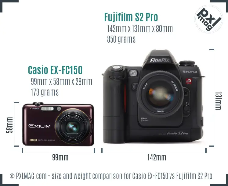 Casio EX-FC150 vs Fujifilm S2 Pro size comparison Casio EX-FC150 vs Fujifilm S2 Pro size comparison