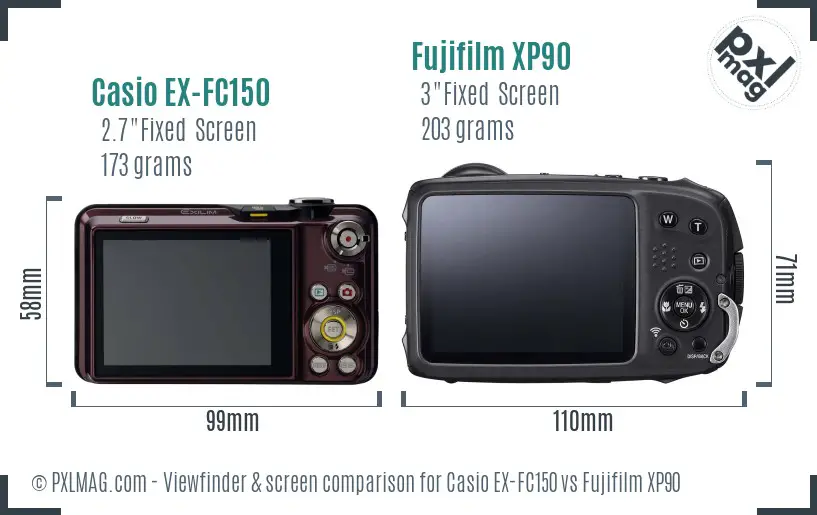 Casio EX-FC150 vs Fujifilm XP90 Screen and Viewfinder comparison Casio EX-FC150 vs Fujifilm XP90 Screen and Viewfinder comparison