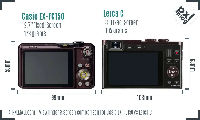 Casio EX-FC150 vs Leica C Screen and Viewfinder comparison