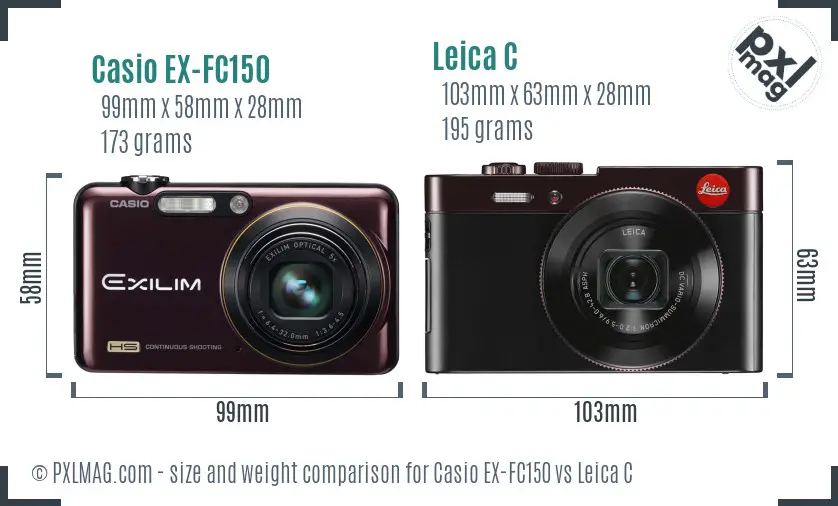 Casio EX-FC150 vs Leica C size comparison