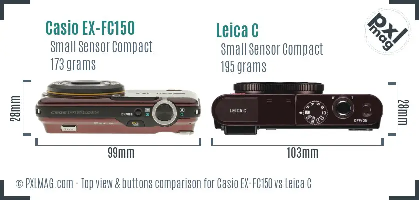 Casio EX-FC150 vs Leica C top view buttons comparison