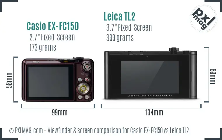 Casio EX-FC150 vs Leica TL2 Screen and Viewfinder comparison