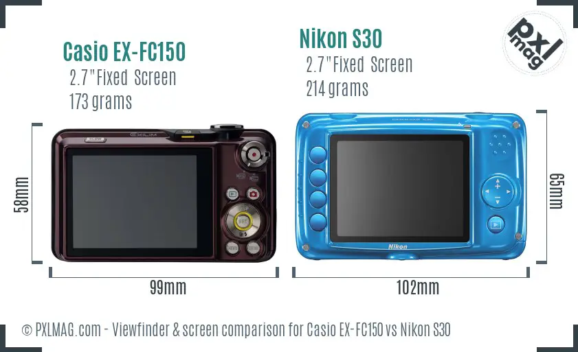 Casio EX-FC150 vs Nikon S30 Screen and Viewfinder comparison Casio EX-FC150 vs Nikon S30 Screen and Viewfinder comparison