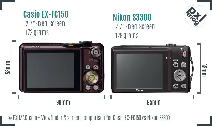 Casio EX-FC150 vs Nikon S3300 Screen and Viewfinder comparison Casio EX-FC150 vs Nikon S3300 Screen and Viewfinder comparison