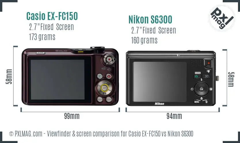 Casio EX-FC150 vs Nikon S6300 Screen and Viewfinder comparison Casio EX-FC150 vs Nikon S6300 Screen and Viewfinder comparison