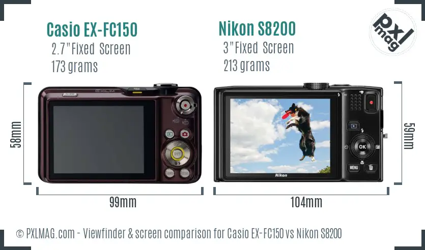 Casio EX-FC150 vs Nikon S8200 Screen and Viewfinder comparison Casio EX-FC150 vs Nikon S8200 Screen and Viewfinder comparison