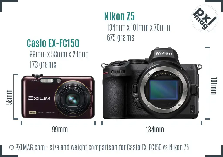 Casio EX-FC150 vs Nikon Z5 size comparison Casio EX-FC150 vs Nikon Z5 size comparison