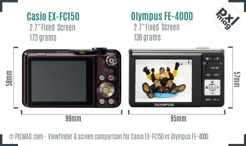 Casio EX-FC150 vs Olympus FE-4000 Screen and Viewfinder comparison Casio EX-FC150 vs Olympus FE-4000 Screen and Viewfinder comparison