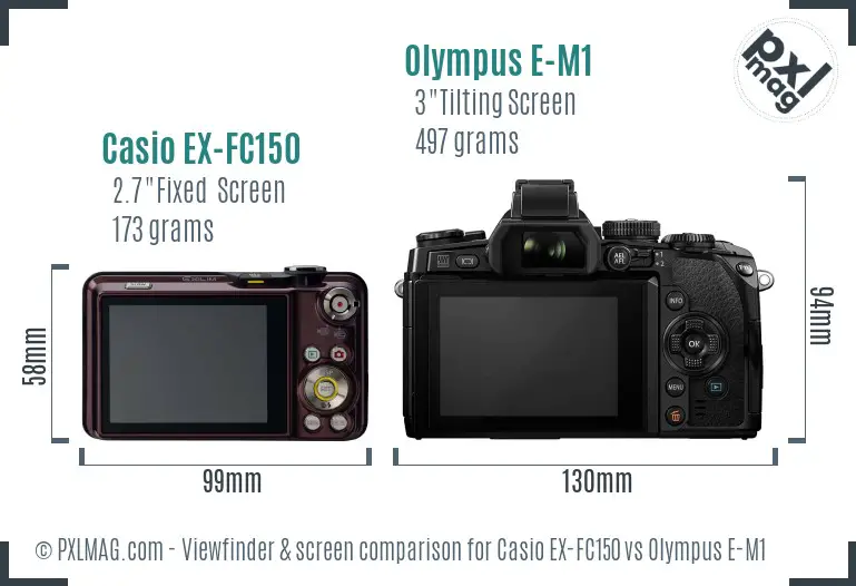 Casio EX-FC150 vs Olympus E-M1 Screen and Viewfinder comparison Casio EX-FC150 vs Olympus E-M1 Screen and Viewfinder comparison