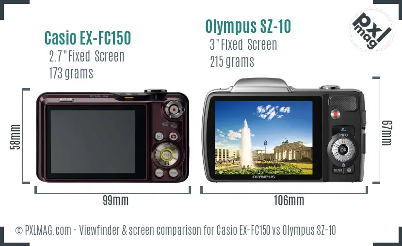Casio EX-FC150 vs Olympus SZ-10 Screen and Viewfinder comparison Casio EX-FC150 vs Olympus SZ-10 Screen and Viewfinder comparison