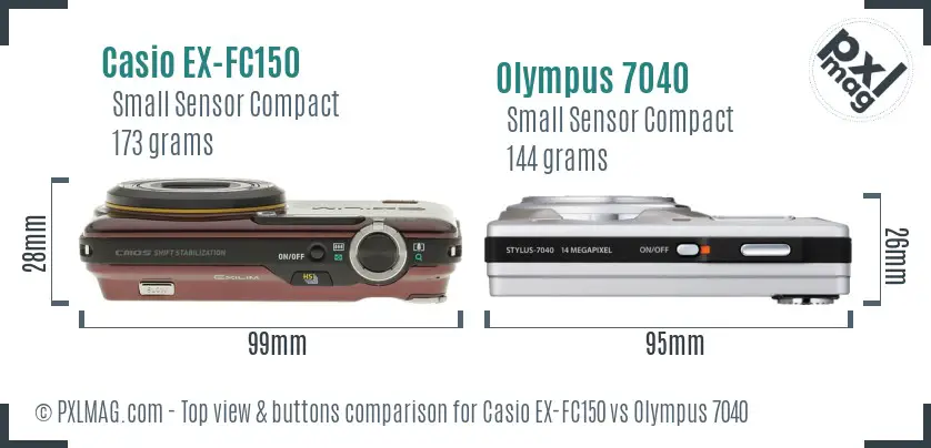 Casio EX-FC150 vs Olympus 7040 top view buttons comparison