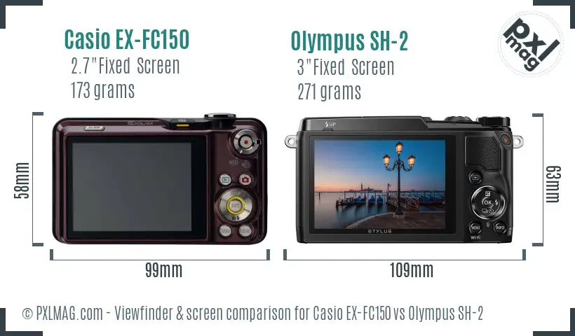 Casio EX-FC150 vs Olympus SH-2 Screen and Viewfinder comparison Casio EX-FC150 vs Olympus SH-2 Screen and Viewfinder comparison