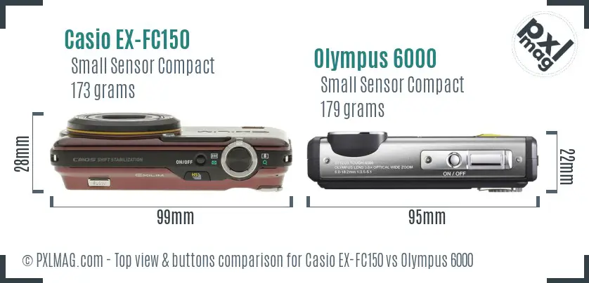 Casio EX-FC150 vs Olympus 6000 top view buttons comparison