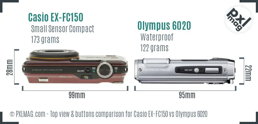 Casio EX-FC150 vs Olympus 6020 top view buttons comparison