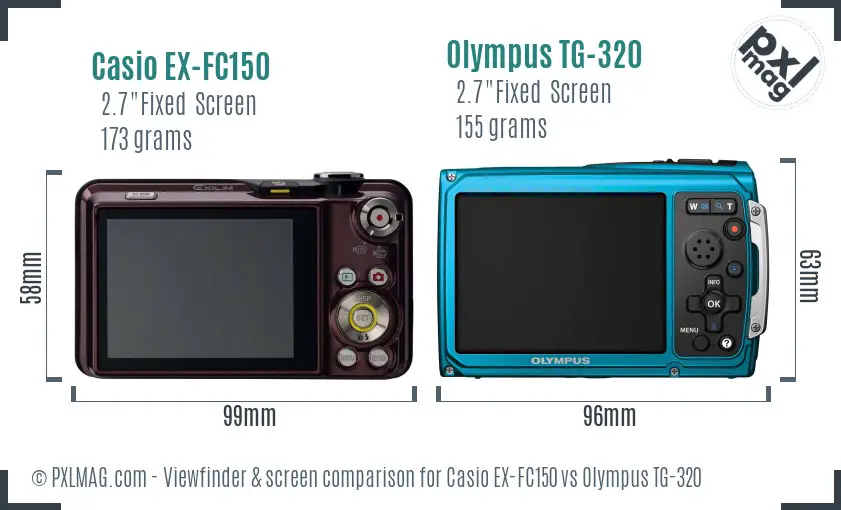 Casio EX-FC150 vs Olympus TG-320 Screen and Viewfinder comparison