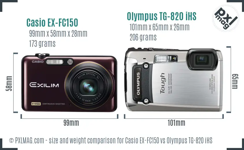 Casio EX-FC150 vs Olympus TG-820 iHS size comparison Casio EX-FC150 vs Olympus TG-820 iHS size comparison