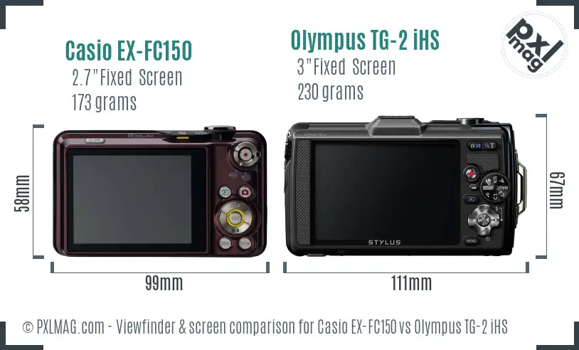 Casio EX-FC150 vs Olympus TG-2 iHS Screen and Viewfinder comparison