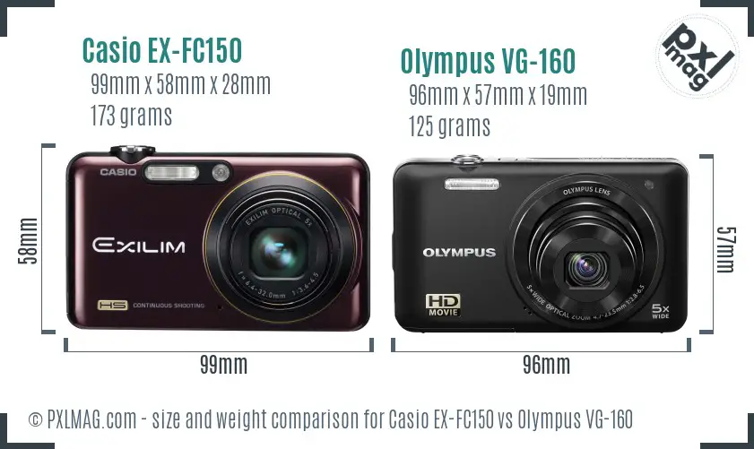 Casio EX-FC150 vs Olympus VG-160 size comparison