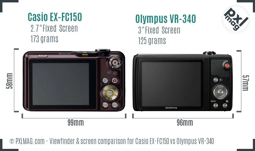 Casio EX-FC150 vs Olympus VR-340 Screen and Viewfinder comparison Casio EX-FC150 vs Olympus VR-340 Screen and Viewfinder comparison