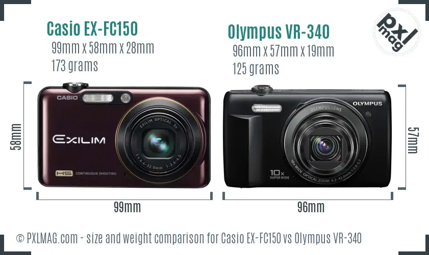 Casio EX-FC150 vs Olympus VR-340 size comparison Casio EX-FC150 vs Olympus VR-340 size comparison