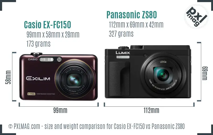 Casio EX-FC150 vs Panasonic ZS80 size comparison Casio EX-FC150 vs Panasonic ZS80 size comparison