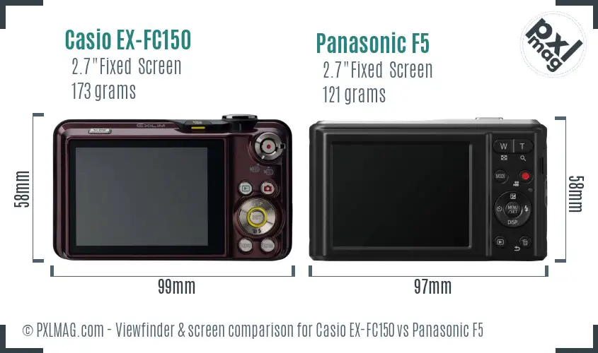 Casio EX-FC150 vs Panasonic F5 Screen and Viewfinder comparison Casio EX-FC150 vs Panasonic F5 Screen and Viewfinder comparison