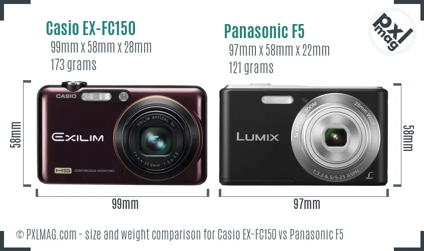 Casio EX-FC150 vs Panasonic F5 size comparison Casio EX-FC150 vs Panasonic F5 size comparison