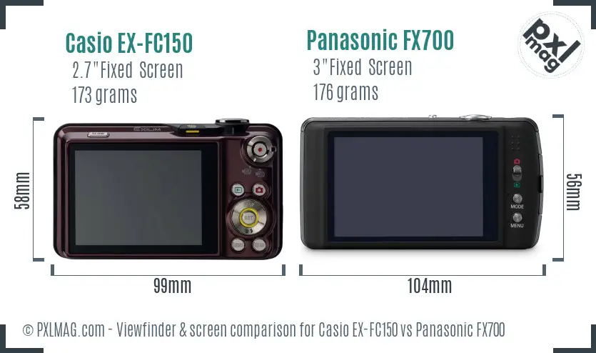 Casio EX-FC150 vs Panasonic FX700 Screen and Viewfinder comparison Casio EX-FC150 vs Panasonic FX700 Screen and Viewfinder comparison