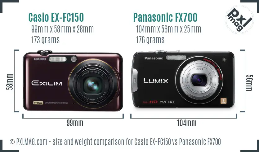 Casio EX-FC150 vs Panasonic FX700 size comparison Casio EX-FC150 vs Panasonic FX700 size comparison