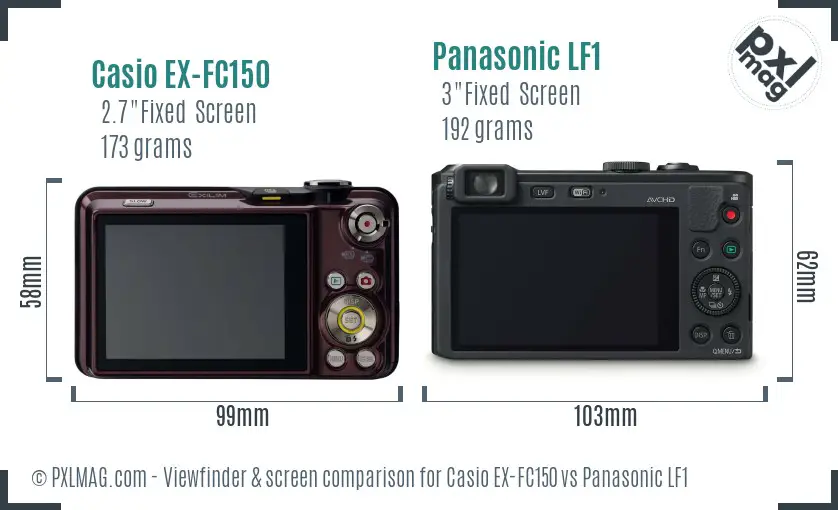 Casio EX-FC150 vs Panasonic LF1 Screen and Viewfinder comparison