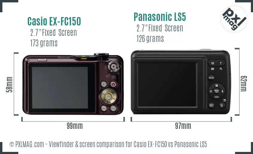 Casio EX-FC150 vs Panasonic LS5 Screen and Viewfinder comparison