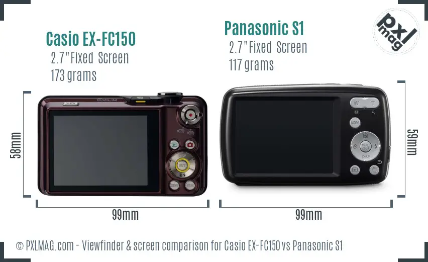 Casio EX-FC150 vs Panasonic S1 Screen and Viewfinder comparison Casio EX-FC150 vs Panasonic S1 Screen and Viewfinder comparison