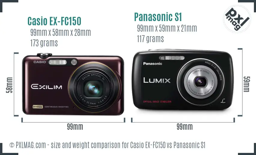 Casio EX-FC150 vs Panasonic S1 size comparison Casio EX-FC150 vs Panasonic S1 size comparison