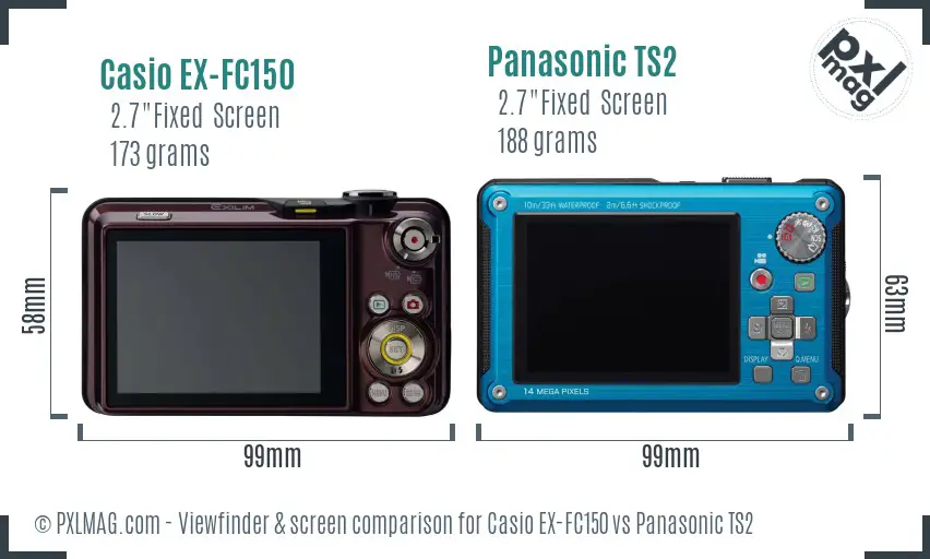 Casio EX-FC150 vs Panasonic TS2 Screen and Viewfinder comparison Casio EX-FC150 vs Panasonic TS2 Screen and Viewfinder comparison