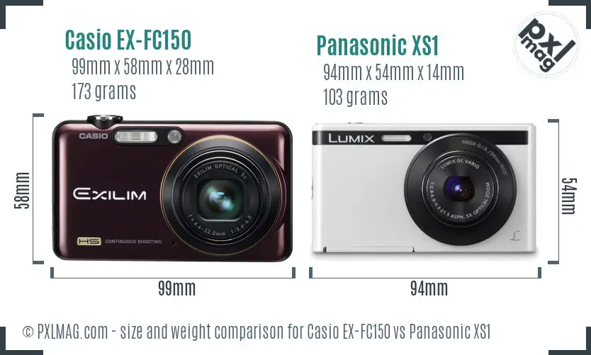 Casio EX-FC150 vs Panasonic XS1 size comparison