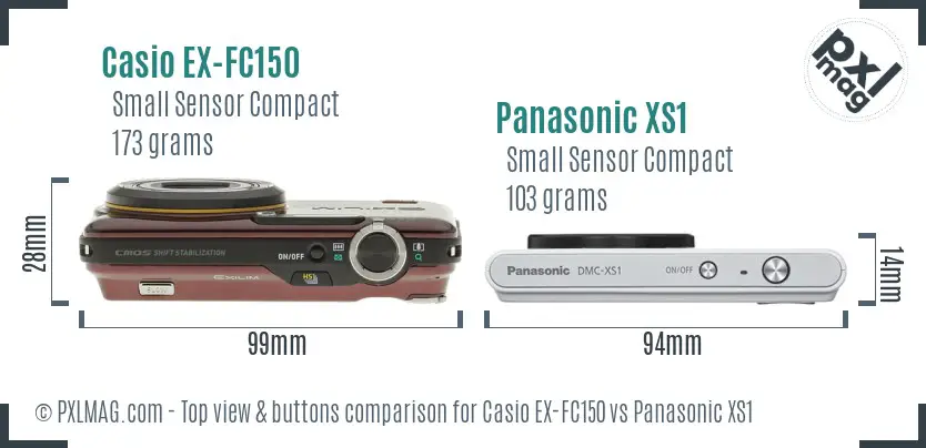 Casio EX-FC150 vs Panasonic XS1 top view buttons comparison