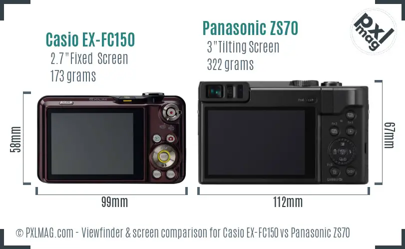 Casio EX-FC150 vs Panasonic ZS70 Screen and Viewfinder comparison Casio EX-FC150 vs Panasonic ZS70 Screen and Viewfinder comparison