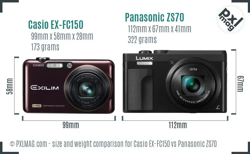 Casio EX-FC150 vs Panasonic ZS70 size comparison Casio EX-FC150 vs Panasonic ZS70 size comparison