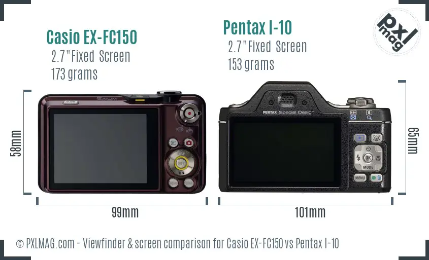 Casio EX-FC150 vs Pentax I-10 Screen and Viewfinder comparison