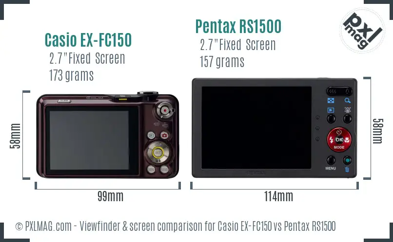 Casio EX-FC150 vs Pentax RS1500 Screen and Viewfinder comparison Casio EX-FC150 vs Pentax RS1500 Screen and Viewfinder comparison