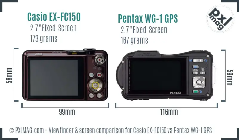 Casio EX-FC150 vs Pentax WG-1 GPS Screen and Viewfinder comparison Casio EX-FC150 vs Pentax WG-1 GPS Screen and Viewfinder comparison