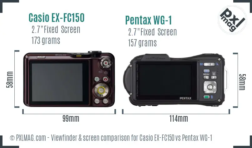 Casio EX-FC150 vs Pentax WG-1 Screen and Viewfinder comparison