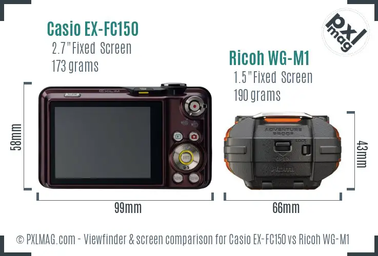 Casio EX-FC150 vs Ricoh WG-M1 Screen and Viewfinder comparison
