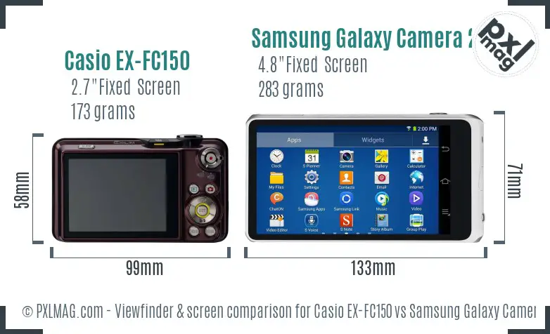 Casio EX-FC150 vs Samsung Galaxy Camera 2 Screen and Viewfinder comparison Casio EX-FC150 vs Samsung Galaxy Camera 2 Screen and Viewfinder comparison