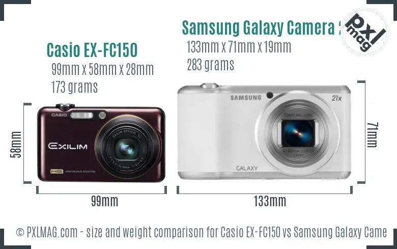 Casio EX-FC150 vs Samsung Galaxy Camera 2 size comparison Casio EX-FC150 vs Samsung Galaxy Camera 2 size comparison